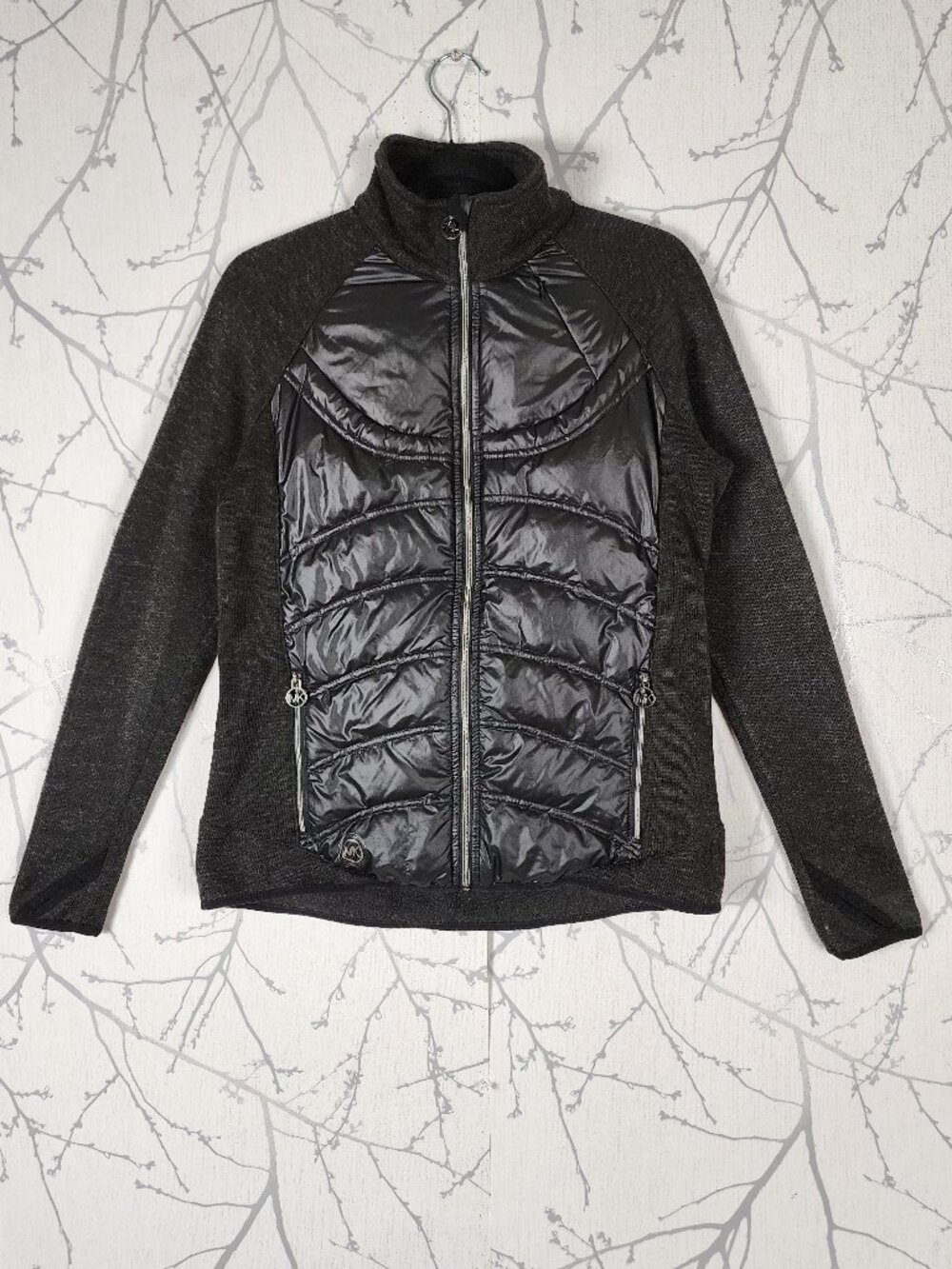 Michael Michael Kors Black Down Filled Quilted Puffer Sweater Jacket